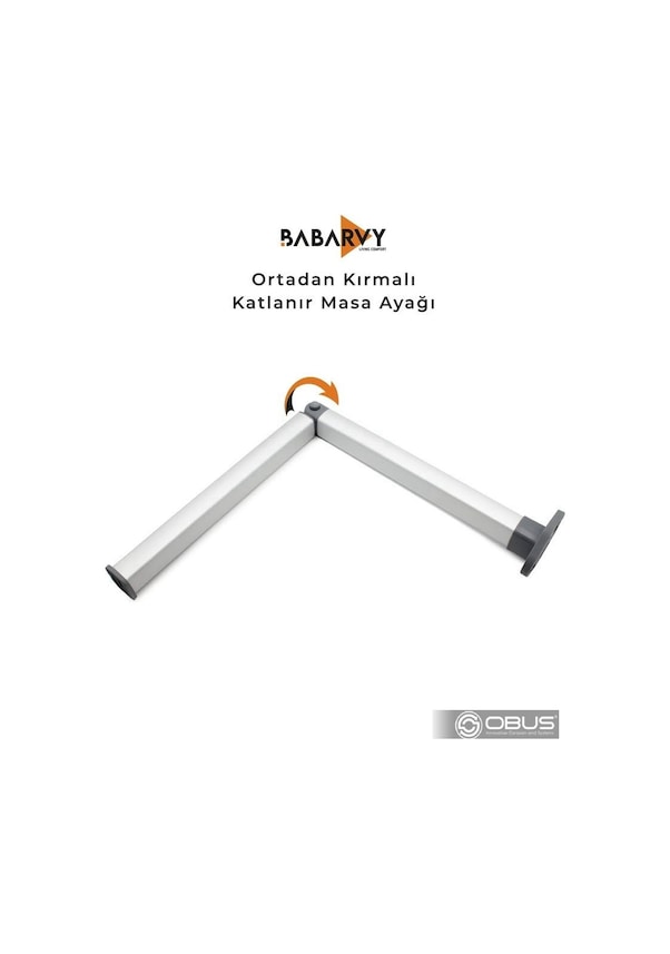 Resim Obus Karavan Masa Ayağı Ortadan Kırmalı Katlanır Masa Ayağı 722mm Babarvy 