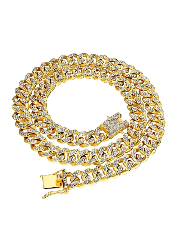 Chavin 13 Mm. Kalın 60 Cm. Taşlı Alloy Kadın Erkek Zincir Ek54Sr