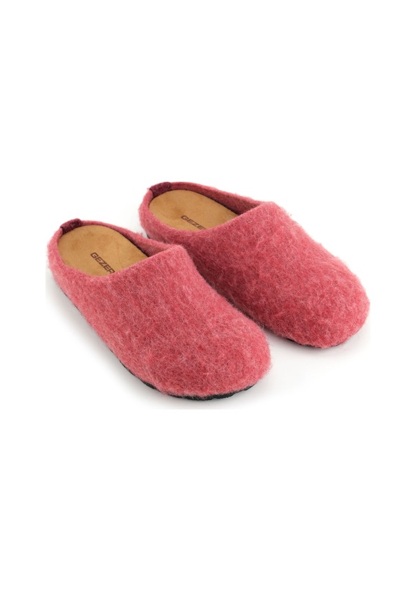 Resim Gezer Kadın Kışlık Rahat Taban Keçe Ev Bahçe Terlik Bordo 