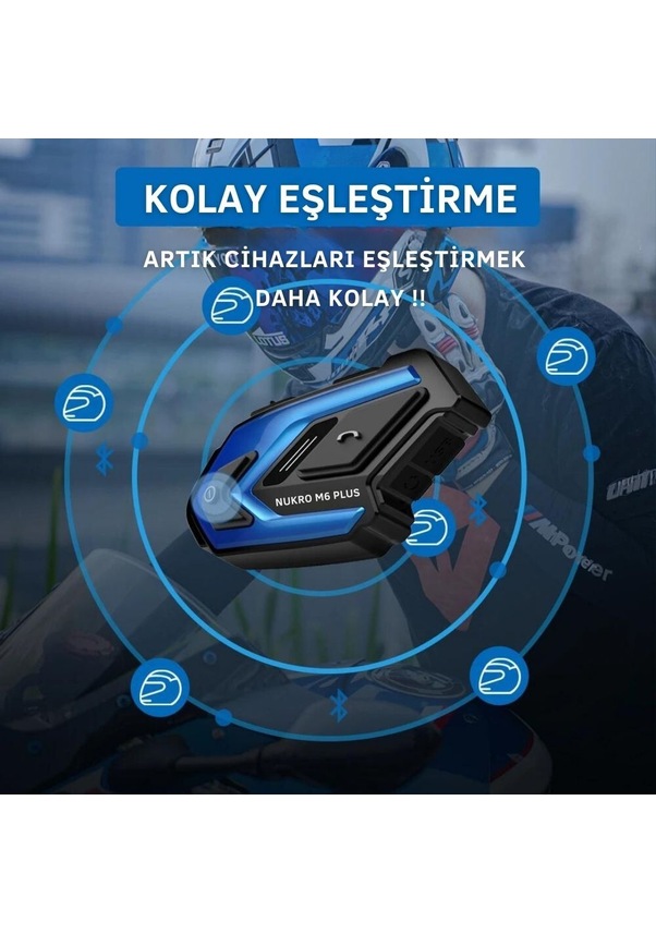 Resim Nukro M6 Plus Bluetooth İnterkom Siyah 