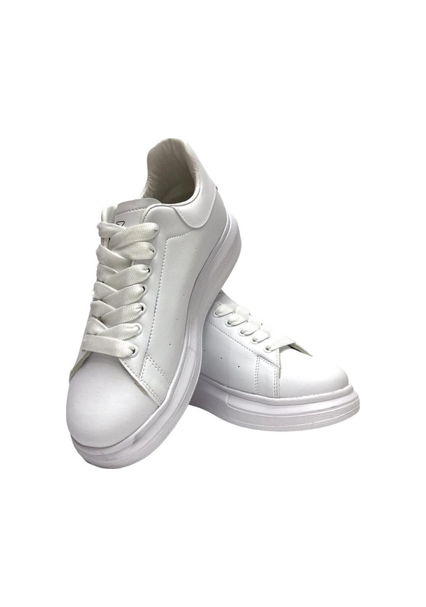 Resim Unisex Yüksek Taban Günlük Spor Sneaker Ayakkabı Beyaz-beyaz Beyaz 