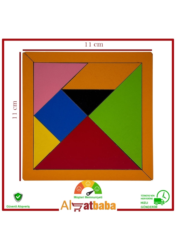 Ahşap Tangram. 7 Parça. 11 x 11 Cm. Eğitici