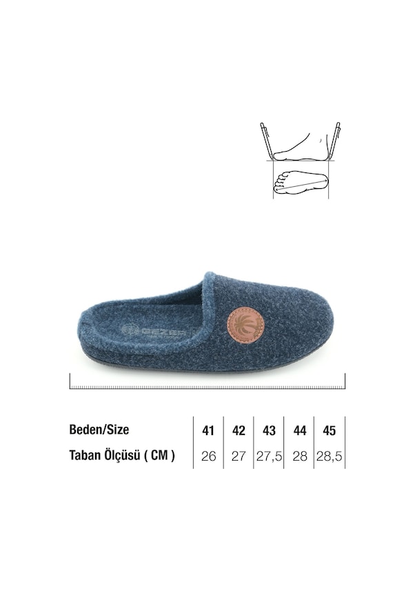 Resim Gezer Erkek Kışlık Keçe Çıkarılabilir İç Taban Rahat Ev Bahçe Gondol Terlik Lacivert 