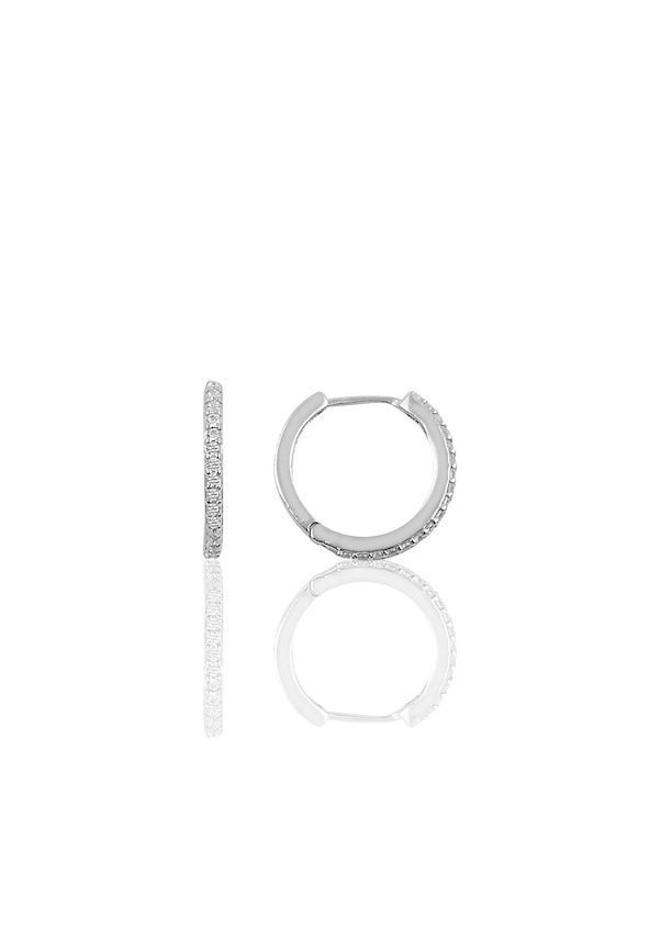 Gümüş 14 Mm Rodyumlu Zirkon Taşlı Tamtur Halka Küpe Gümüş 14 Mm Rodyumlu Zirkon Taşlı Tamtur Halka Küpe