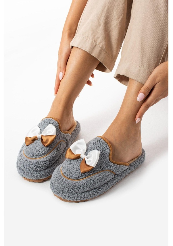 Resim Gri Papyon Kışlık Kadın Terlik Gri 