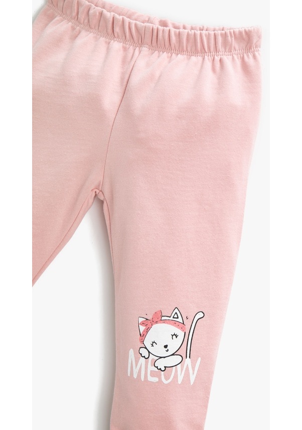Resim Koton Jogger Eşofman Altı Baskılı Beli Lastikli Pamuklu Pembe 3wmg40016ak 3WMG40016AK274 Gül 