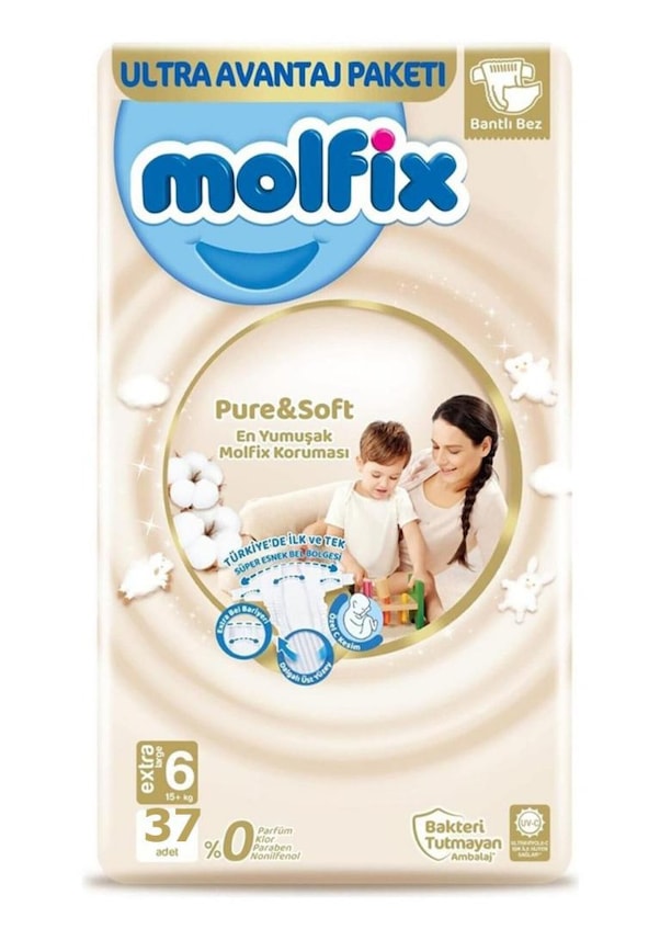 Molfix Pru&Soft Bebek Bezi 6 Numara XL Fırsat Paket 37 Adet