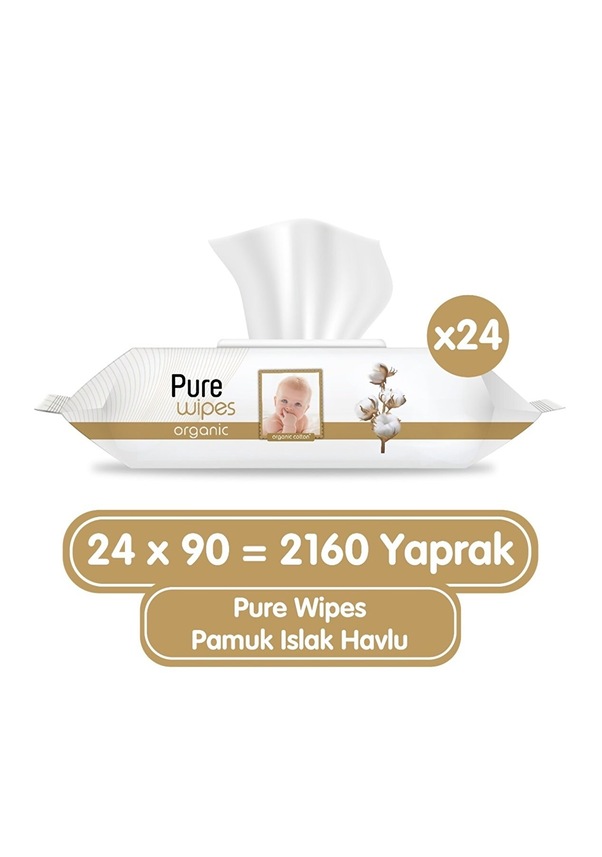 Pure Baby Organik Pamuklu Islak Havlu 24 x 90'lı