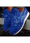 Lacivert Kadın Rahat Parıltılı Ayakkabı Örgü Düz Ayakkabı Kadın Pullu Vulkanize Ayakkabı Bağcıklı Ayakkabı Açık Spor Koşu Ayakkabıları 2020