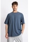 Adam Boxes Oversize O-yaka T-shirt Basuelto - Lacivert Melanj-lacivert Melanj