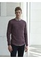 Erkek Triko Örgü Desenli Slim Fit Kazak Ncs Jeans 3638-Mürdüm