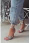 Lupin Metalik Gümüş Bilek Bağ Detay Kadın Topuklu Sandalet