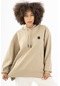 Maraton Sportswear Comfort Kadın Kapşonlu Uzun Kol Basic Açık Vizon Sweatshirt 21915-açık Vizon Açık Vizon