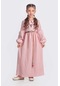 Koyu Pembe Müslin Kumaş Bebe Yaka Kız Çocuk Uzun Kol Elbise 1679 Koyu Pembe