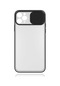 Noktaks - iPhone Uyumlu 11 Pro Max - Kılıf Slayt Sürgülü Arkası Buzlu Lensi Kapak - Siyah