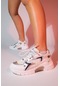Luvishoes Duja Beyaz Gümüş Multi Fileli Kadın Kalın Taban Spor Sneakers