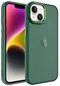 iPhone Uyumlu 14 Plus Kılıf Metal Buzlu Transparan Çerçeve, Hassas Butonlu Renkli Kapak May - Koyu Yeşil