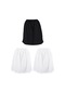 Şile Bezi Mini ve Dizüstü Kadın Jüpon Kısa Etek Astarı 3'lü Set Beyaz-siyah-beyaz Byz/syh/by-beyaz-siyah-beyaz