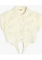 Koton Gömlek Kısa Kollu Önü Bağlamalı Cepli Keten Karışımlı Bej Desenli 4skg60071aw