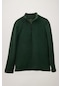 Tudors Erkek Dik Yaka Tüylenme Yapmayan Soğuk Geçirmez Standart Fit Rahat Kesim Yeşil Polar Sweatshirt-30193-yeşil