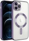 iPhone Uyumlu 11 Pro Max Kılıf Şeffaf Renkli Yumuşak Kamera Lens Korumalı Magsafe Şarj Kapak Demre - Derin Mor