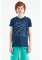 Tommy Life İndigo Minimal Yazı Baskılı Standart Kalıp O Yaka Erkek Çocuk T-shirt - 11132 Indigo İndigo