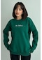 Kadın Yeşil The Patience Baskılı Oversize Bisiklet Yaka Sweatshirt Yeşil