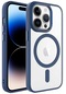 iPhone Uyumlu 14 Pro Max Kılıf Wireless Şarj Özellikli Lopard Krom Magsafe Silikon Kapak - Lacivert