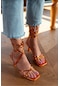 Spark Turuncu Bilek Bağlı Kadın Topuklu Sandalet