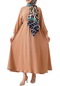Kadın Camel Kuşaklı Ayrobin Elbise-22004-camel