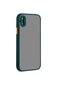 Tecno - İphone Uyumlu İphone X - Kılıf Arkası Buzlu Renkli Düğmeli Hux Kapak - Koyu Yeşil