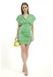 Yeşil Drapeli Simli Kadın Mini Elbise-yeşil