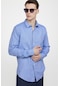 Tudors Slim Fit Uzun Kol Keten Efekt Düz Biyeli Mavi Gömlek-27449-mavi