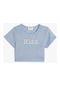 Koton Crop Tişört Pul Detaylı Bisiklet Yaka Mavi 4skg10037ak 4SKG10037AK637
