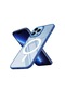 Noktaks - İphone Uyumlu İphone 13 Pro Max - Kılıf Sert Kablosuz Şarj Destekli Krom Magsafe Kapak - Lacivert