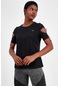 Maraton Sportswear Regular Kadın Bisiklet Yaka Kısa Kol Basic Siyah T-Shirt 18792-Siyah
