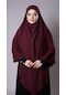 Bordo Pratik Hazır Geçmeli Tesettür Eşarp Medine İpeği Bağcıklı Sufle Hijab 2301 16