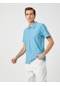 Koton Polo Yaka Tişört Slim Fit Düğme Detaylı Pamuklu Mavi Çizgili 3Sam10081Mk 3Sam10081Mk6S4