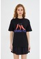 White Fox Kadın Biber Baskılı Bisiklet Yaka T-shirt Siyah