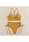 Yaz Düşük Boyunlu Bölünmüş Kadın Bikini Sarı