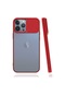 Kilifolsun iPhone Uyumlu 13 Pro Max Kılıf Slayt Sürgülü Arkası Buzlu Lensi Kapak Kırmızı