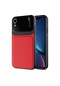 Tecno-iphone Uyumlu İphone Xr 6.1 - Kılıf Deri Görünümlü Parlak Mika Tasarımlı Emiks Kapak - Kırmızı