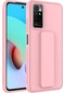 Ekılıf - Xiaomi Redmi Note 11 Global Uyumlu - Kılıf Mat Koruyucu El Tutacaklı Stand Olabilen Qstand Kapak - Pembe