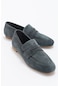 Verus Lacivert Hakiki Deri Kadın Loafer Ayakkabı
