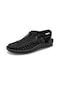 Siyah Yaz Erkek Rahat Plaj Ayakkabıları Örme Sandalet Çift Sandalet Roma Sandalet Açık Hollow-out Büyük Boy Yürüyüş Ayakkabıları