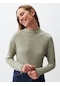 Jimmy Key Mint Yeşili Sıfır Yaka Uzun Kollu Şık Örme Bluz