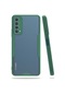 Tecno - Huawei P Smart 2021 Ppa-lx2 - Kılıf Kenarı Renkli Arkası Şeffaf Parfe Kapak - Koyu Yeşil
