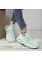 Açık Yeşil Kadın Nefes Alabilir Kaymaz Tıknaz Koşu Ayakkabısı, Hafif Ve Rahat Düşük Üst Spor Ayakkabı