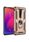 Noktaks - Xiaomi Uyumlu Xiaomi Mi 9t / Mi 9t Pro - Kılıf Yüzüklü Çift Katman Zırh Tank Vega Kapak - Gold