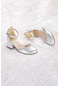 Kiko Kids 771 Taşlı Kız Çocuk 5 Cm Topuklu Sandalet Ayakkabı Gümüş 001
